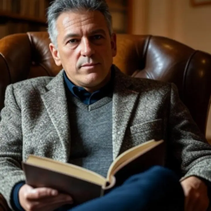 Híres szerzők portréi diófa keretekben pergamen tónusú környezetben