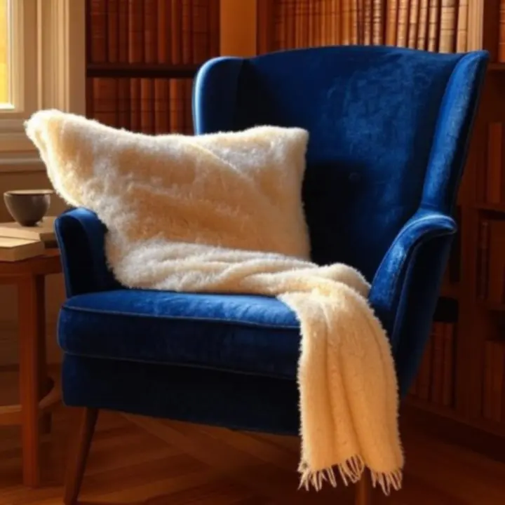 Évszakos olvasósarok kényelmes fotelben és természetes fényben